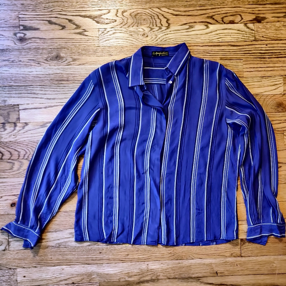 Vintage pure silk Italian striped blouse!
